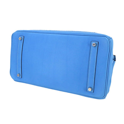 Hermes Birkin 35 Ghillies Taurillon Clemence Ever Color Blue Paradise Hand — view 4