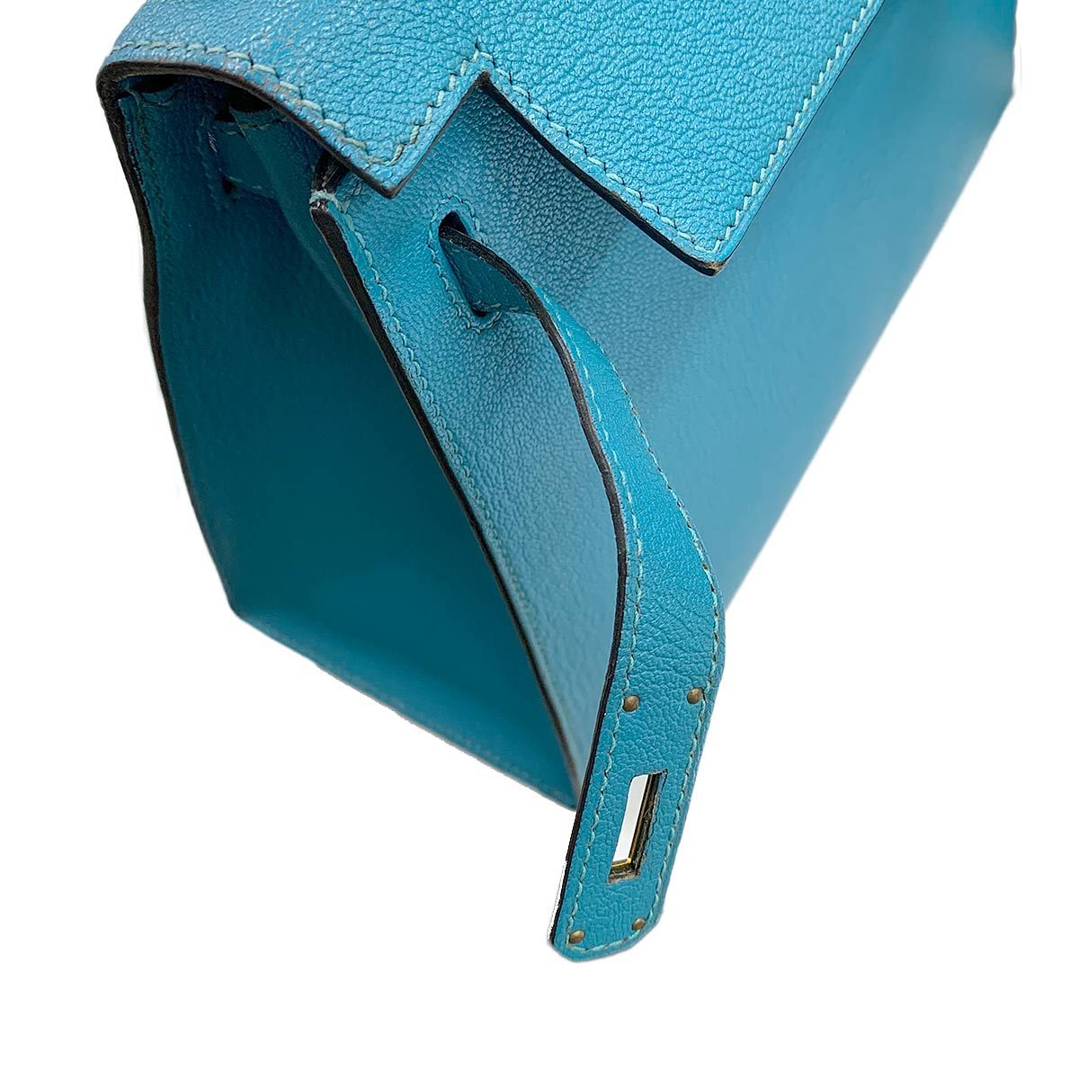 Hermes Kelly 28 Personal Chevre Blue Aztec Grimuet 2-Way Hand — view 9