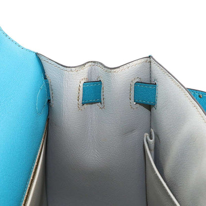 Hermes Kelly 28 Personal Chevre Blue Aztec Grimuet 2-Way Hand — view 7