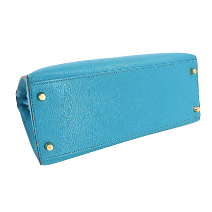 Hermes Kelly 28 Personal Chevre Blue Aztec Grimuet 2-Way Hand — view 4