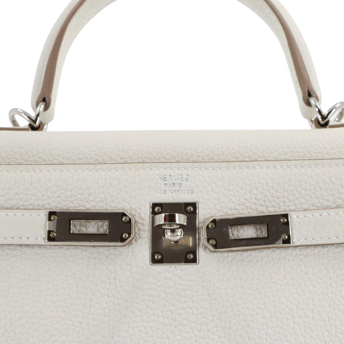Hermes Kelly 25 Togo Mushroom 2-Way Bag Retourne Silver — view 7