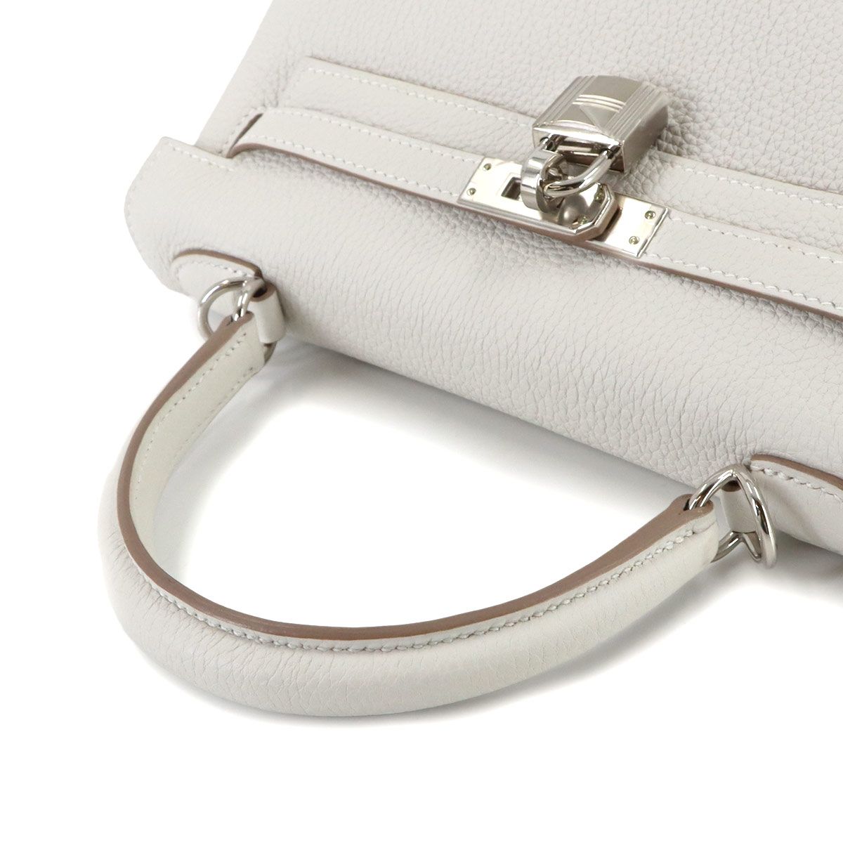 Hermes Kelly 25 Togo Mushroom 2-Way Bag Retourne Silver — view 6