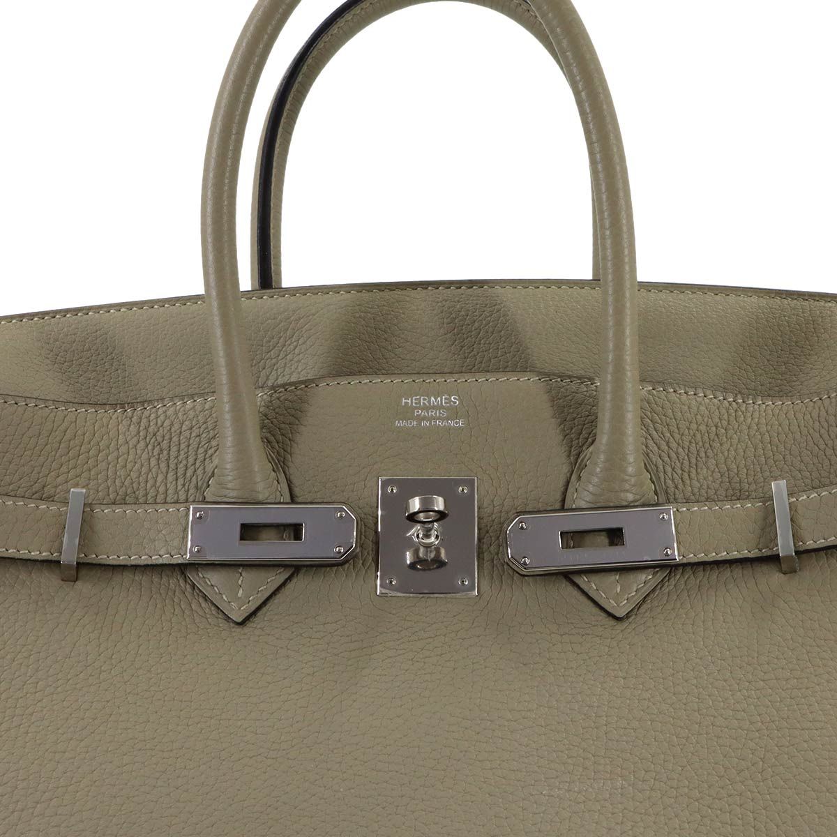 Hermes Birkin 35 Taurillon Clemence Sage Hand Bag Silver — view 6