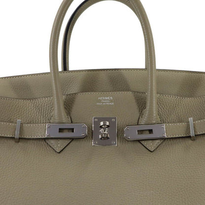 Hermes Birkin 35 Taurillon Clemence Sage Hand Bag Silver — view 6