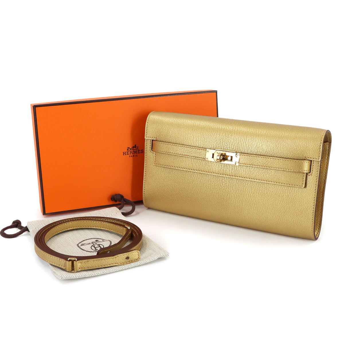 Hermes Kelly Tougo Shoulder Wallet Bifold Chevre Sham Kira Dore — view 2