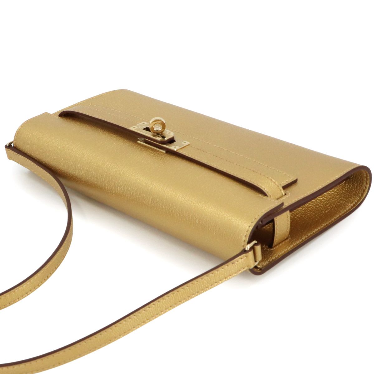 Hermes Kelly Tougo Shoulder Wallet Bifold Chevre Sham Kira Dore — view 5