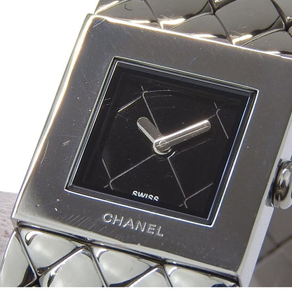 Chanel Quilted Stainless Steel Kuo Analog Display Black Dial Watch — view 8