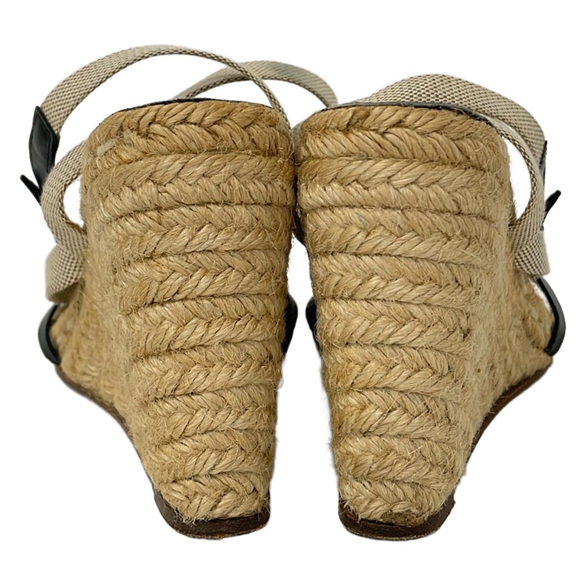 Hermes Sandals 37 Ivory Brown Black Wedge Sole Leather — view 3