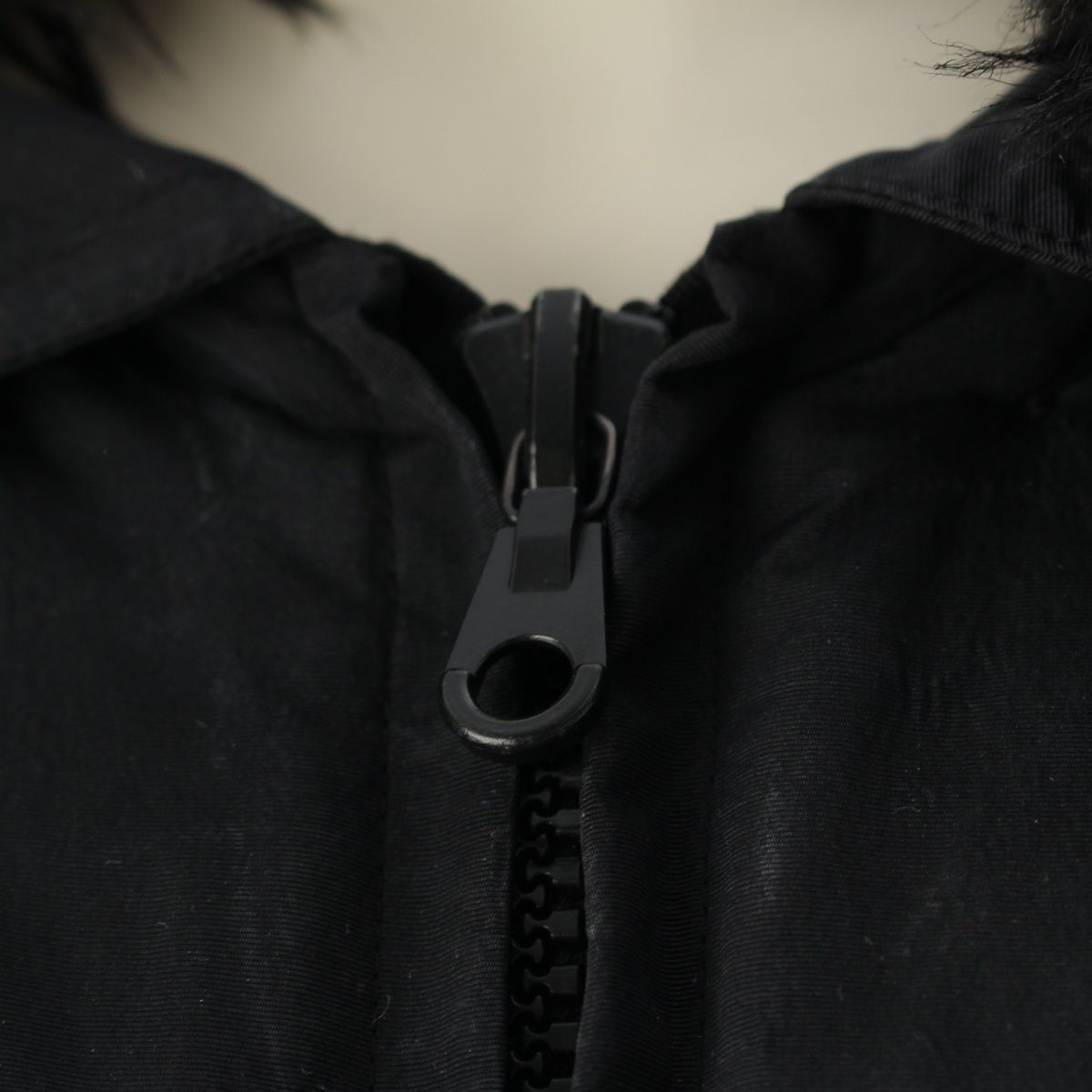 Chanel Silk Fur Collar Quilted Jacket Logo Black 44 — view 7