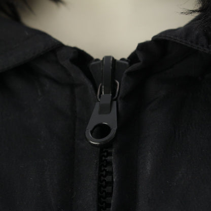 Chanel Silk Fur Collar Quilted Jacket Logo Black 44 — view 7