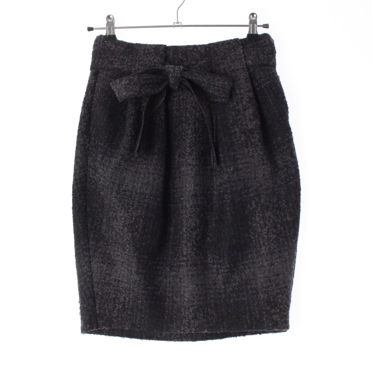 Prada Wool Nylon Belted Skirt Gray 38