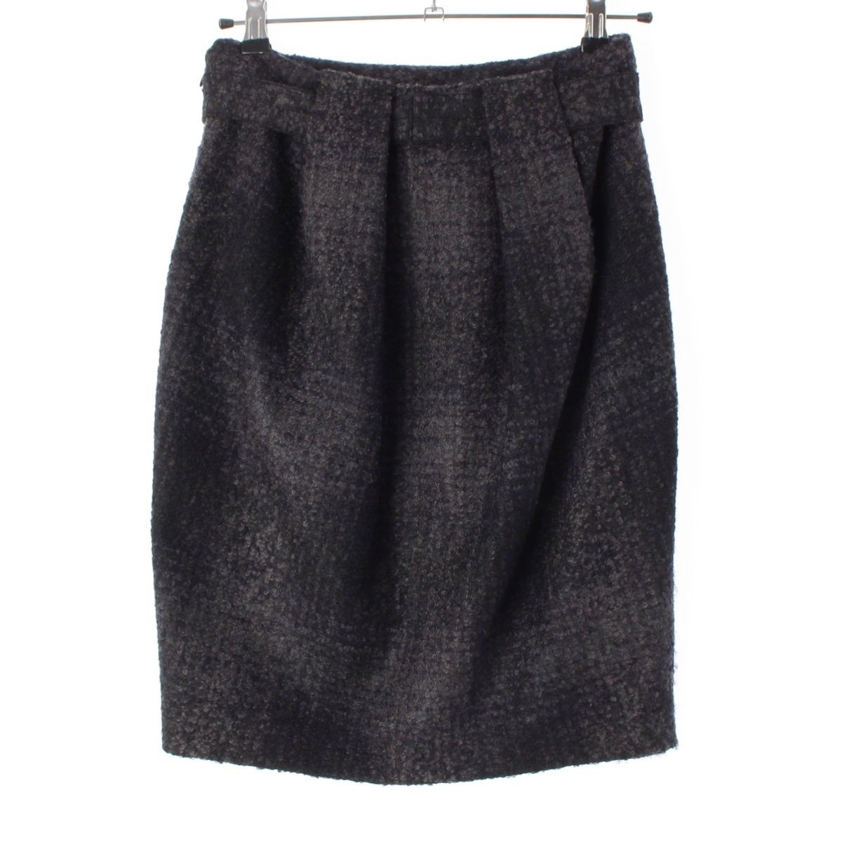 Prada Wool Nylon Belted Skirt Gray 38 — view 2