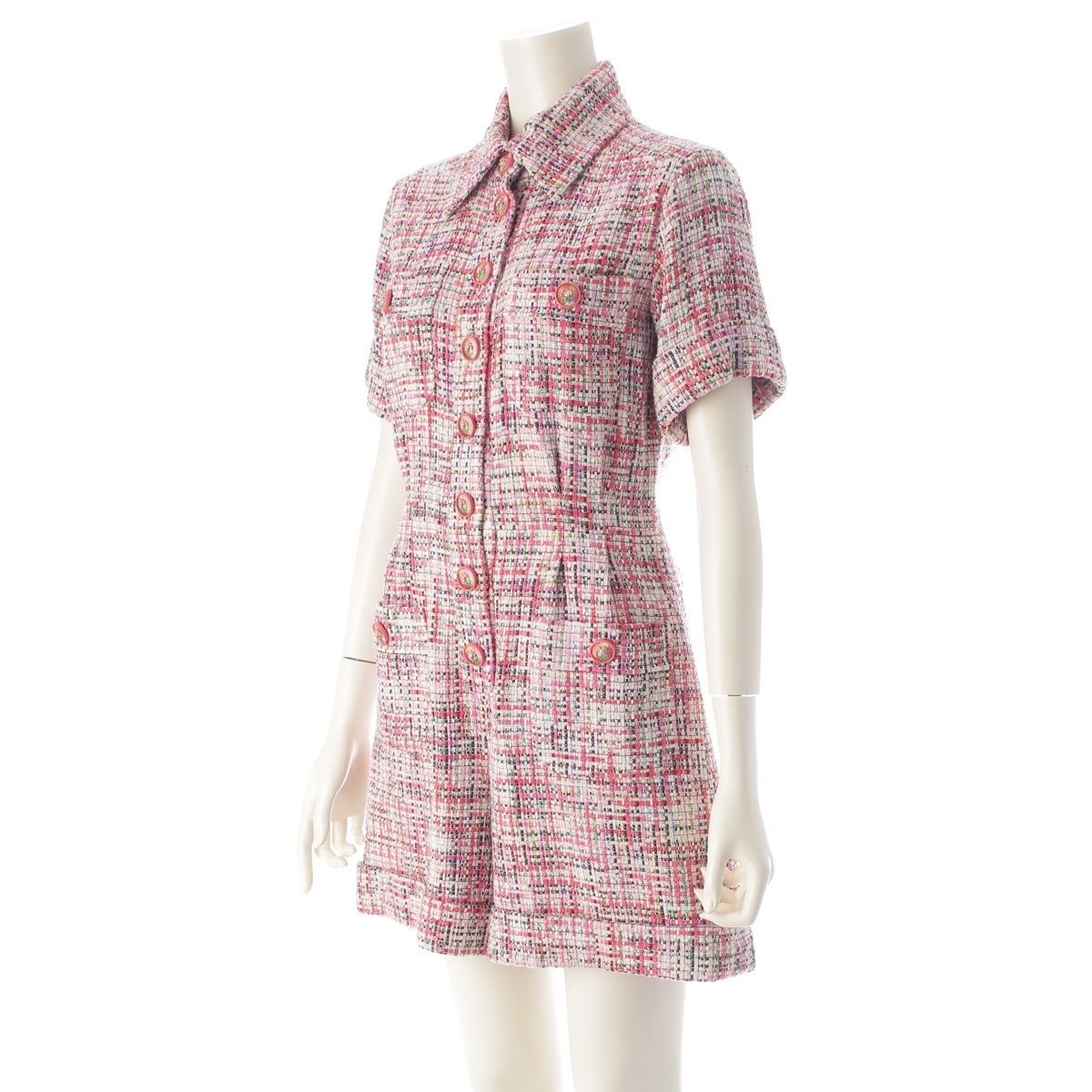 Chanel Tweed Lion Button Jumpsuit All in Jumps Pink Multi Color 34 — view 2