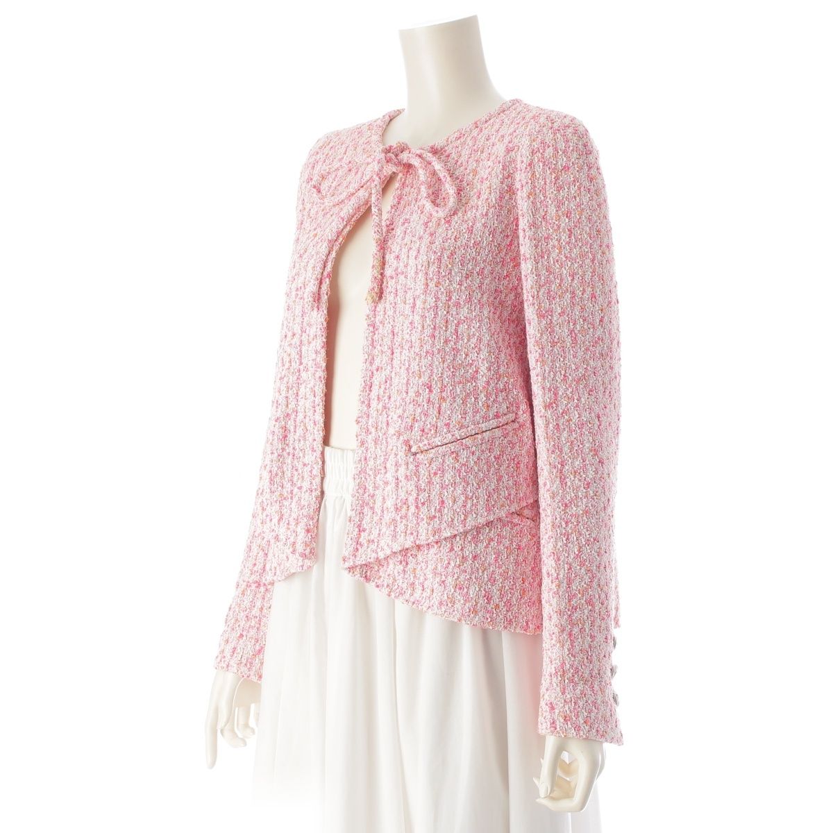 Chanel Cotton Nylon Coco Button Tailored Jacket Top Pink 36 — view 2