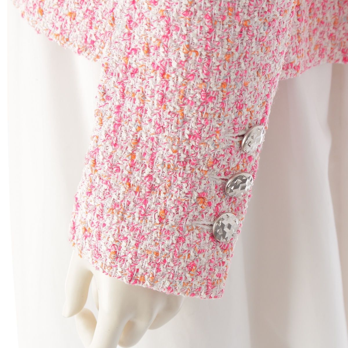 Chanel Cotton Nylon Coco Button Tailored Jacket Top Pink 36 — view 7