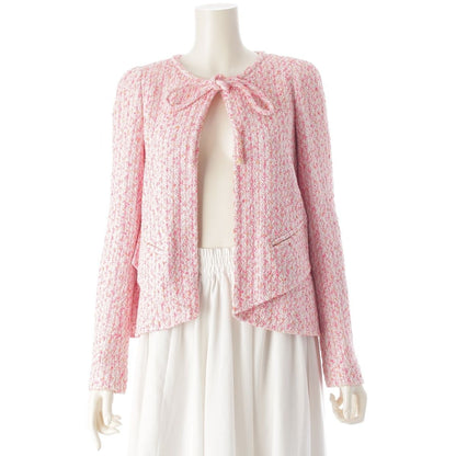 Chanel Cotton Nylon Coco Button Tailored Jacket Top Pink 36