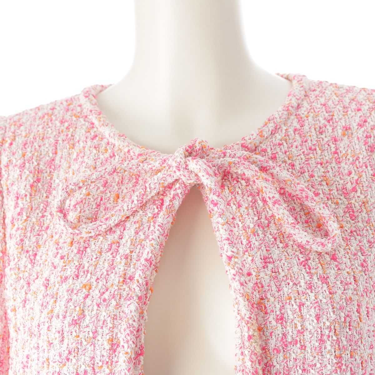Chanel Cotton Nylon Coco Button Tailored Jacket Top Pink 36 — view 5