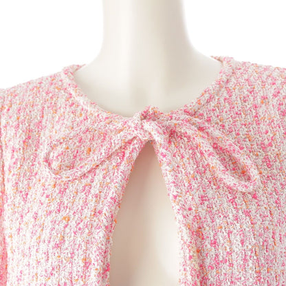 Chanel Cotton Nylon Coco Button Tailored Jacket Top Pink 36 — view 5