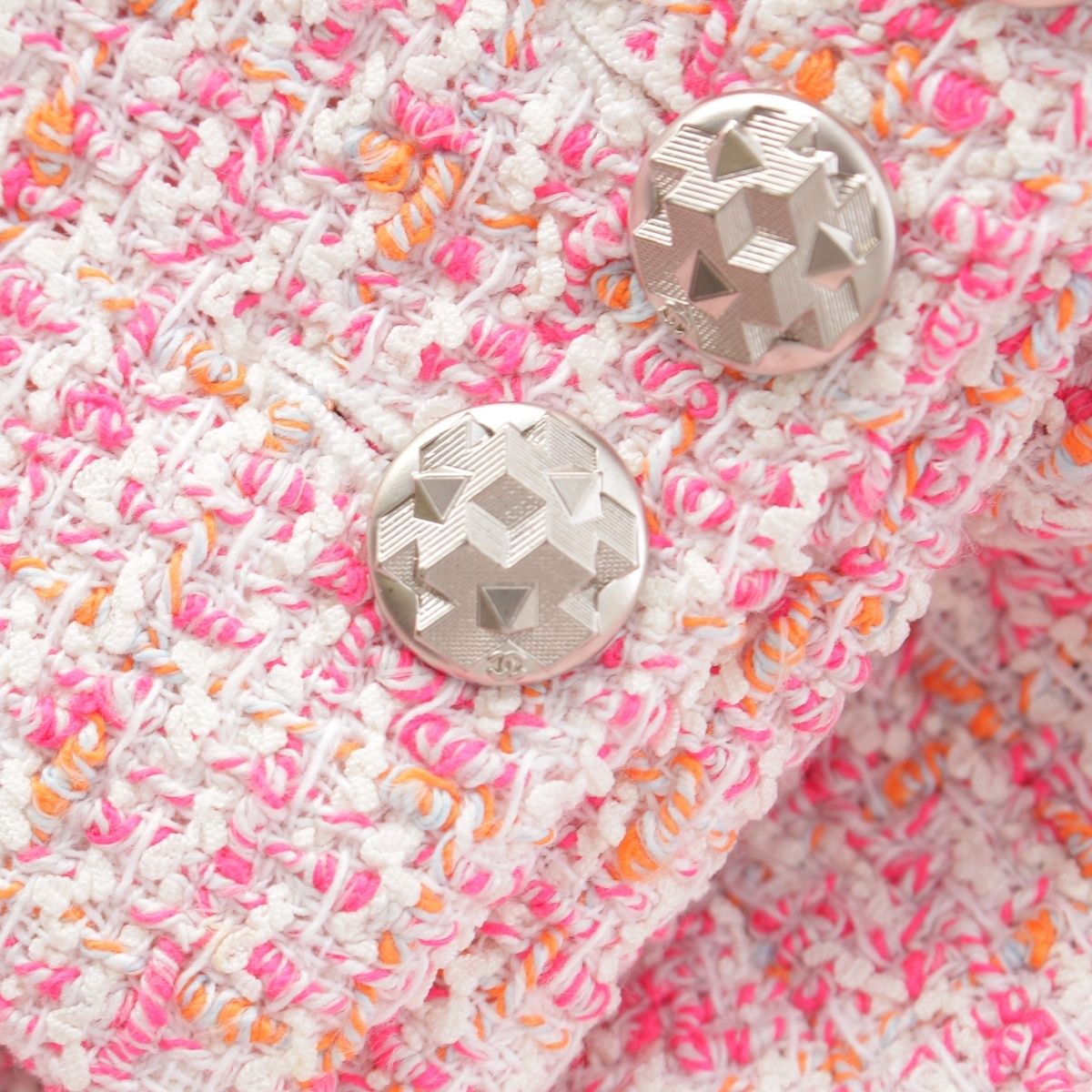 Chanel Cotton Nylon Coco Button Tailored Jacket Top Pink 36 — view 8