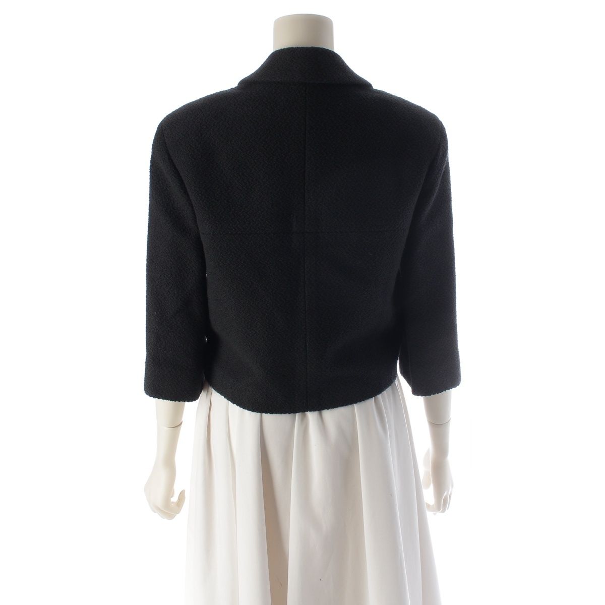 Chanel Cotton Silk CC Logo Coco Button Cropped Tailored Jacket Top Black 36 — view 4