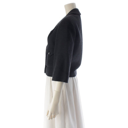 Chanel Cotton Silk CC Logo Coco Button Cropped Tailored Jacket Top Black 36 — view 3