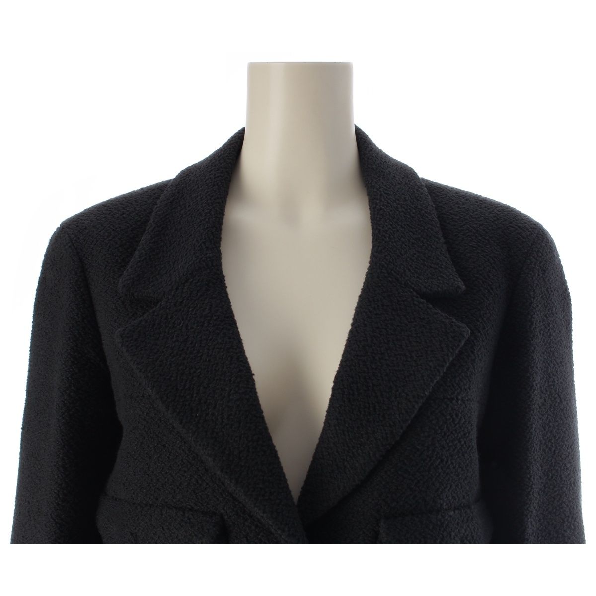 Chanel Cotton Silk CC Logo Coco Button Cropped Tailored Jacket Top Black 36 — view 5