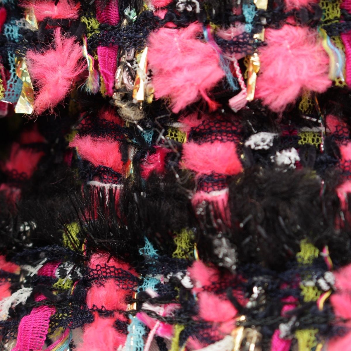 Chanel Nylon Wool Coco Button Pleated Skirt Pink Black 36 — view 8