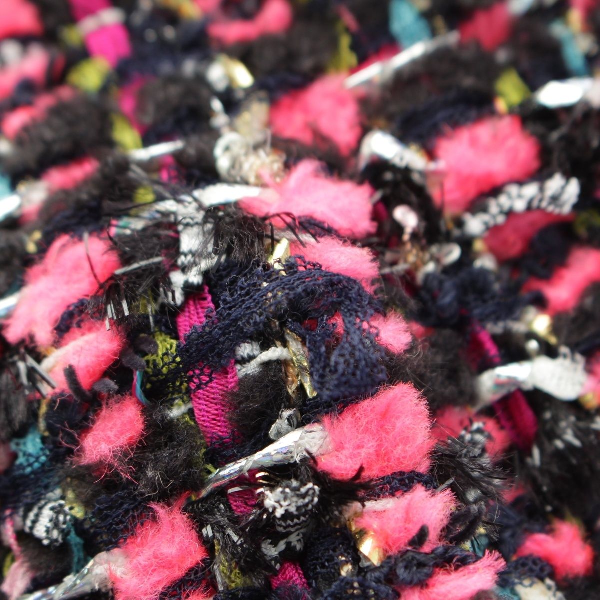 Chanel Nylon Wool Coco Button Pleated Skirt Pink Black 36 — view 6
