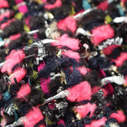 Chanel Nylon Wool Coco Button Pleated Skirt Pink Black 36 — view 6