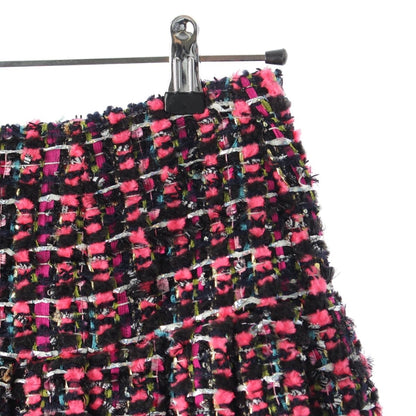 Chanel Nylon Wool Coco Button Pleated Skirt Pink Black 36 — view 4