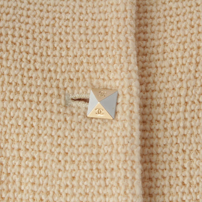 Chanel Wool Silk CC Logo Studded Button Tailored Jacket Ivory 38 — view 7