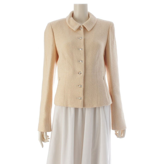 Chanel Wool Silk CC Logo Studded Button Tailored Jacket Ivory 38