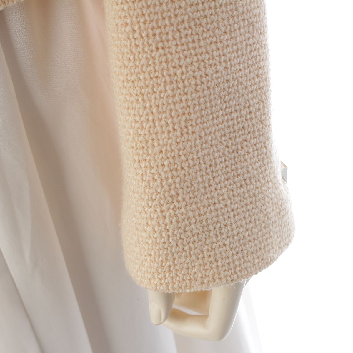 Chanel Wool Silk CC Logo Studded Button Tailored Jacket Ivory 38 — view 6