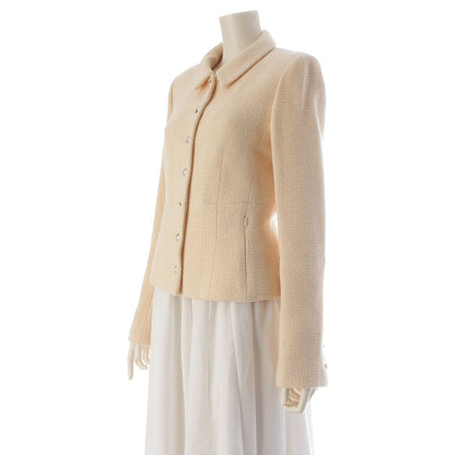 Chanel Wool Silk CC Logo Studded Button Tailored Jacket Ivory 38 — view 2