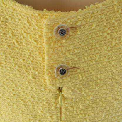 Chanel Wool CC Logo Clear Button Tweed Sleeveless Dress Yellow 38 — view 8