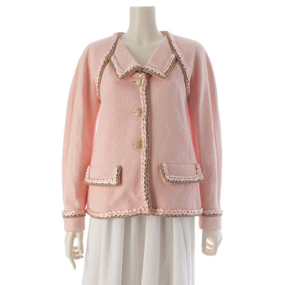 Chanel Braid Trimming CC Logo Coco Button Tailored Jacket Pink 36