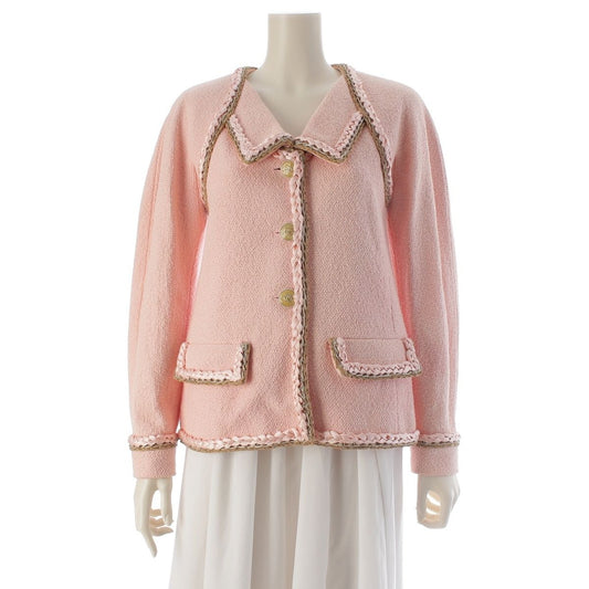 Chanel Braid Trimming CC Logo Coco Button Tailored Jacket Pink 36