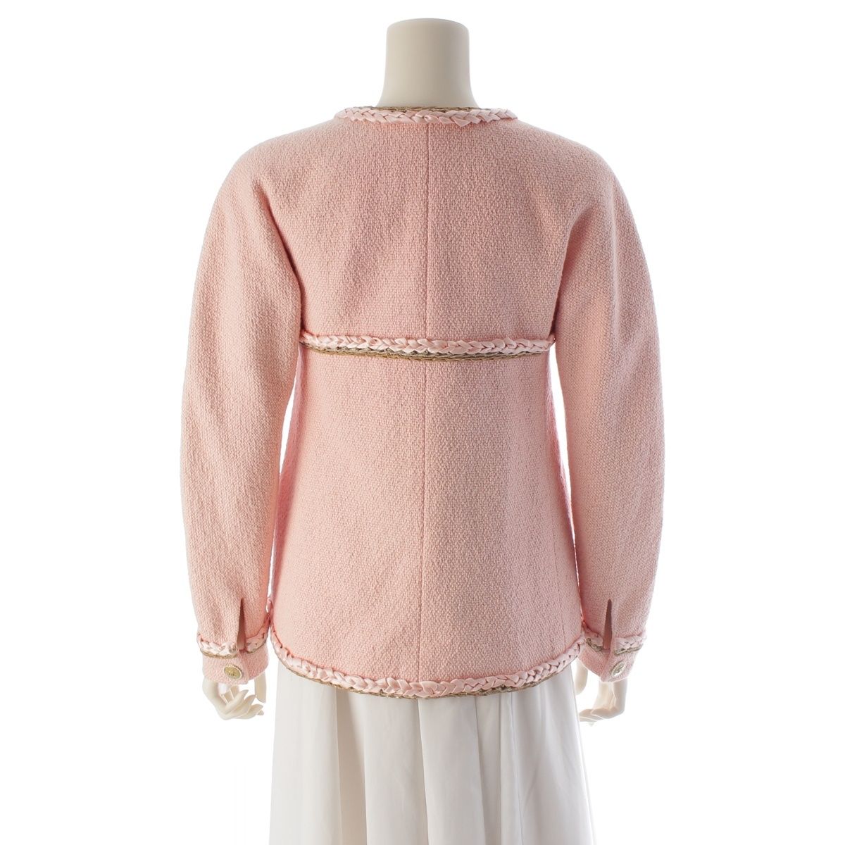 Chanel Braid Trimming CC Logo Coco Button Tailored Jacket Pink 36 — view 4