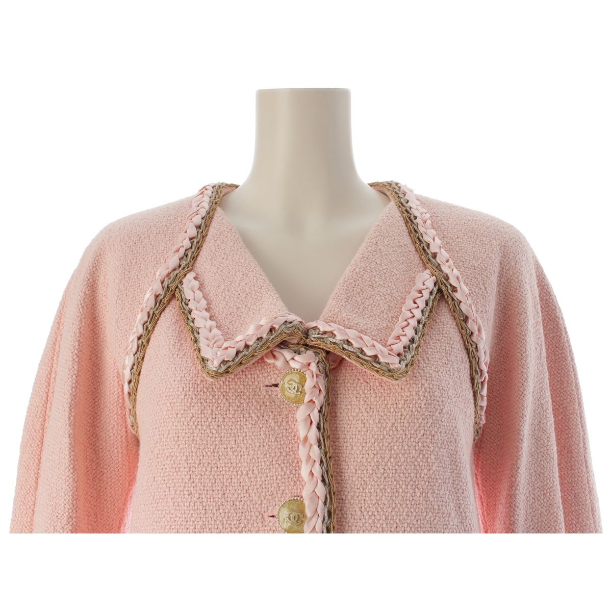 Chanel Braid Trimming CC Logo Coco Button Tailored Jacket Pink 36 — view 5