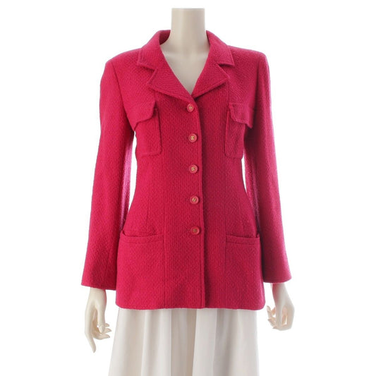 Chanel Wool CC Logo Coco Button 4 Pocket Terre Jacket Pink 38