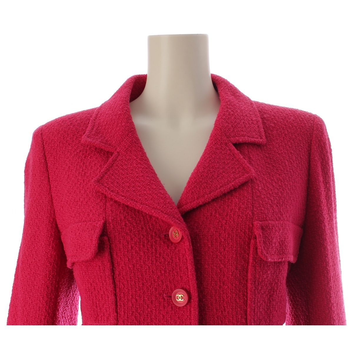 Chanel Wool CC Logo Coco Button 4 Pocket Terre Jacket Pink 38 — view 5