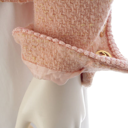 Chanel Wool Cotton Vintage CC Logo 4 Pocket Collarless Jacket Pink 40 — view 9