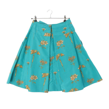 Prada Silk Floral Bowtie Skirt Green 38 — view 2