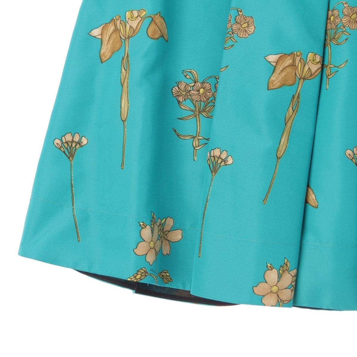 Prada Silk Floral Bowtie Skirt Green 38 — view 5