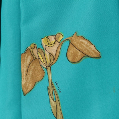 Prada Silk Floral Bowtie Skirt Green 38 — view 6
