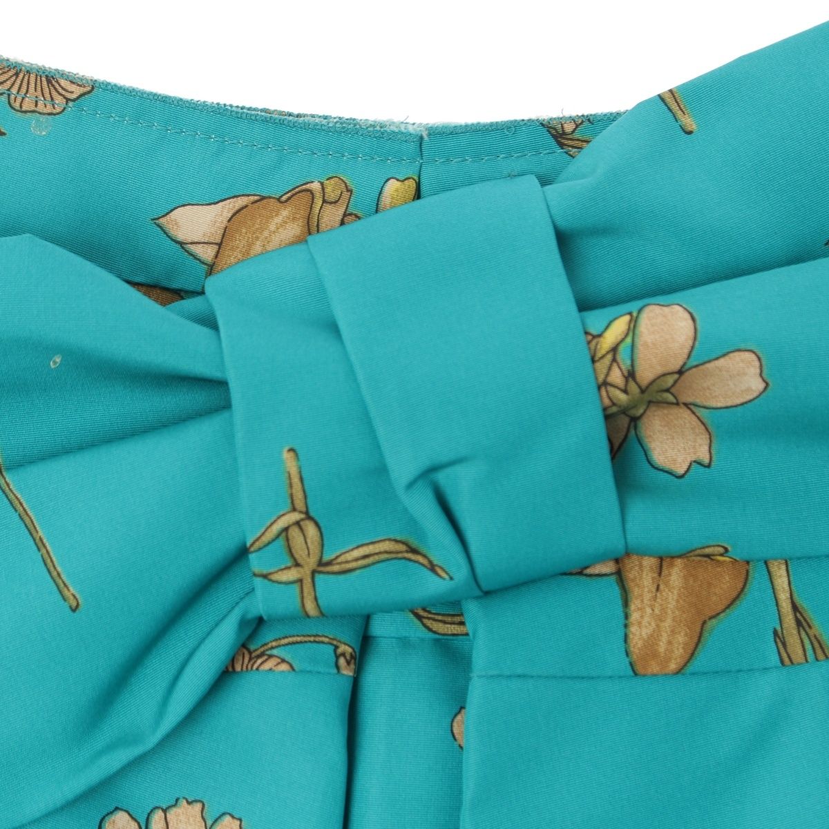 Prada Silk Floral Bowtie Skirt Green 38 — view 3