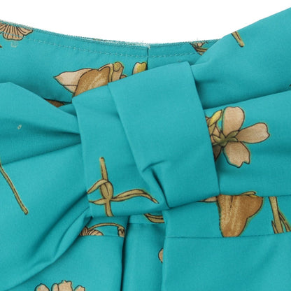 Prada Silk Floral Bowtie Skirt Green 38 — view 3