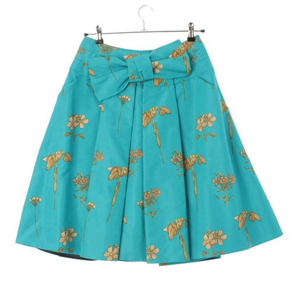 Prada Silk Floral Bowtie Skirt Green 38