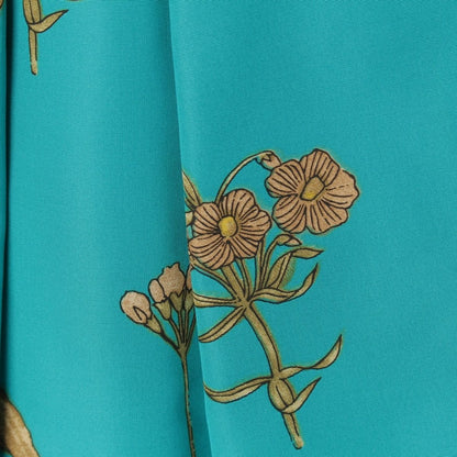 Prada Silk Floral Bowtie Skirt Green 38 — view 8