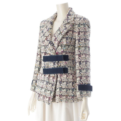 Chanel Trim Tweed Cotton Tailored Jacket White Multi Color 36 — view 2